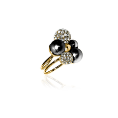 BERRY PEARL SPARKLE MAXI RING - Svart