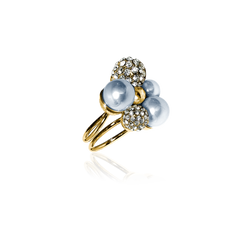 BERRY PEARL SPARKLE MAXI RING - Light blue