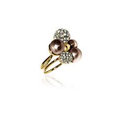 BERRY PEARL SPARKLE MAXI RING - Brun