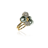 BERRY PEARL SPARKLE MAXI RING - Skogsgrön