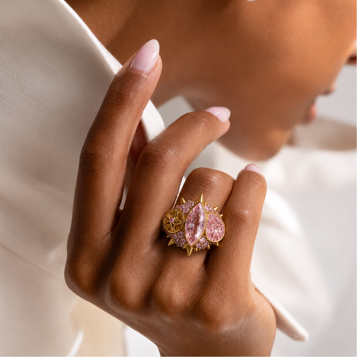 ELECKTRA SPARKLE MULTI RING - Rosa