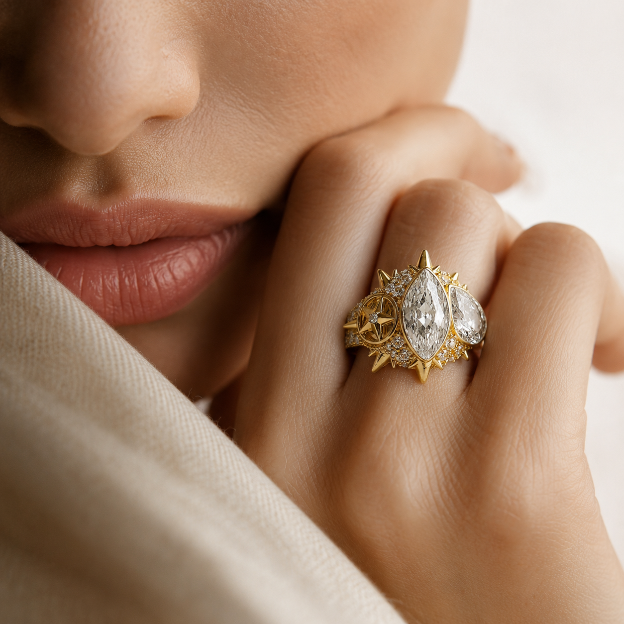 ELECKTRA SPARKLE MULTI RING - Vit