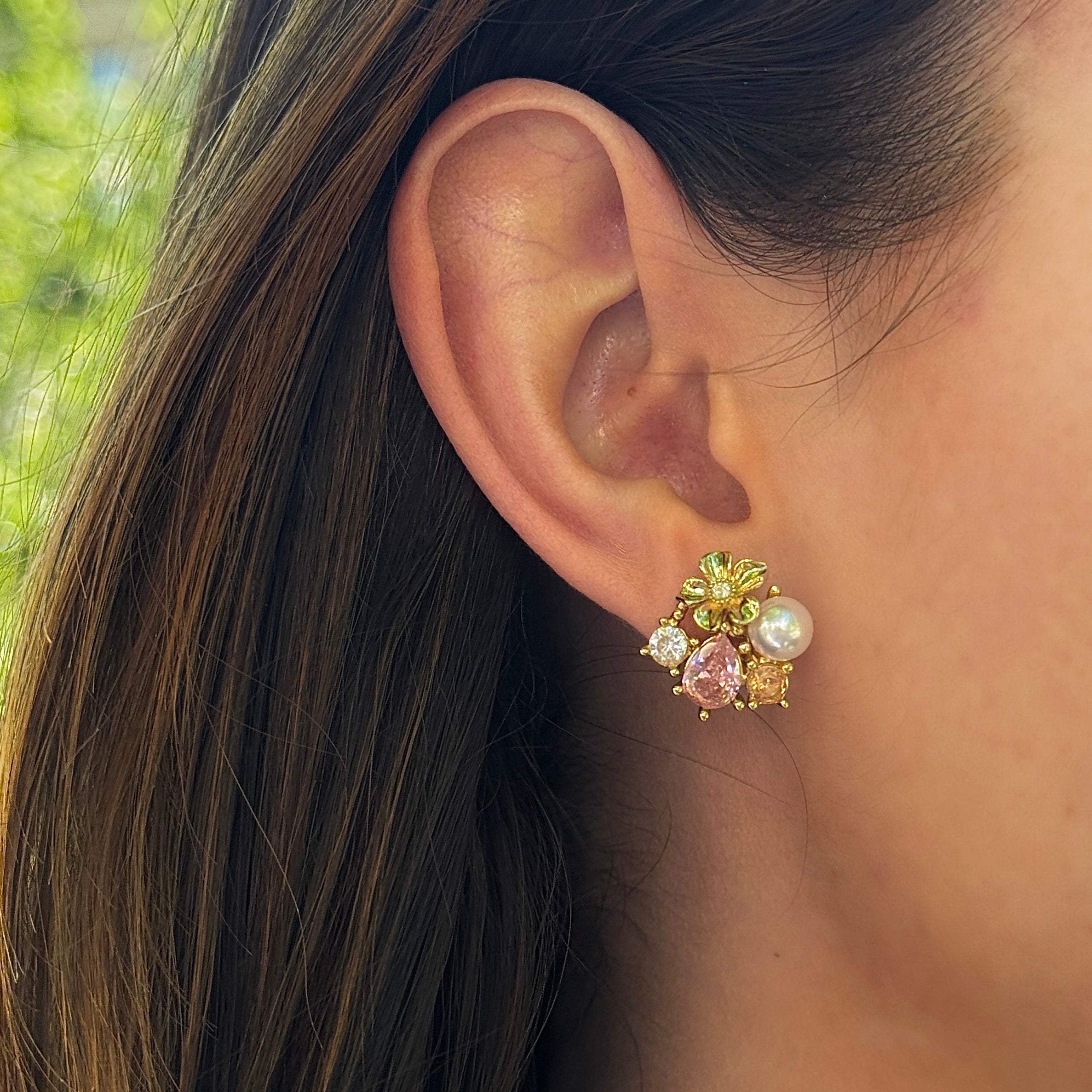 LA FLEUR SIRÈNE GARDEN STUDS Örhängen Rosa