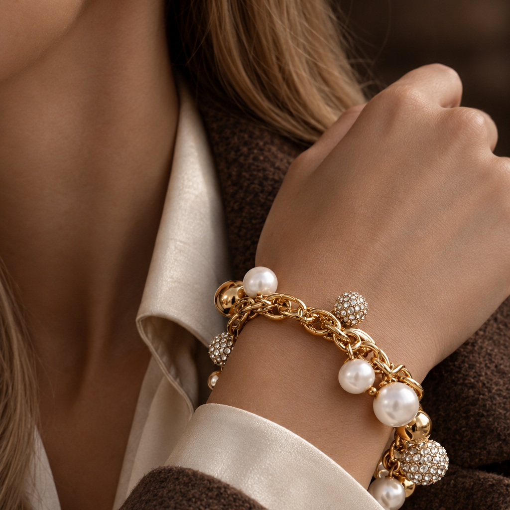 BERRY PEARL SPARKLE ARMBAND - Vit (Förbeställning - Tidigast leverans v. 46)