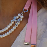 PEARL BOW HALSBAND Rosa