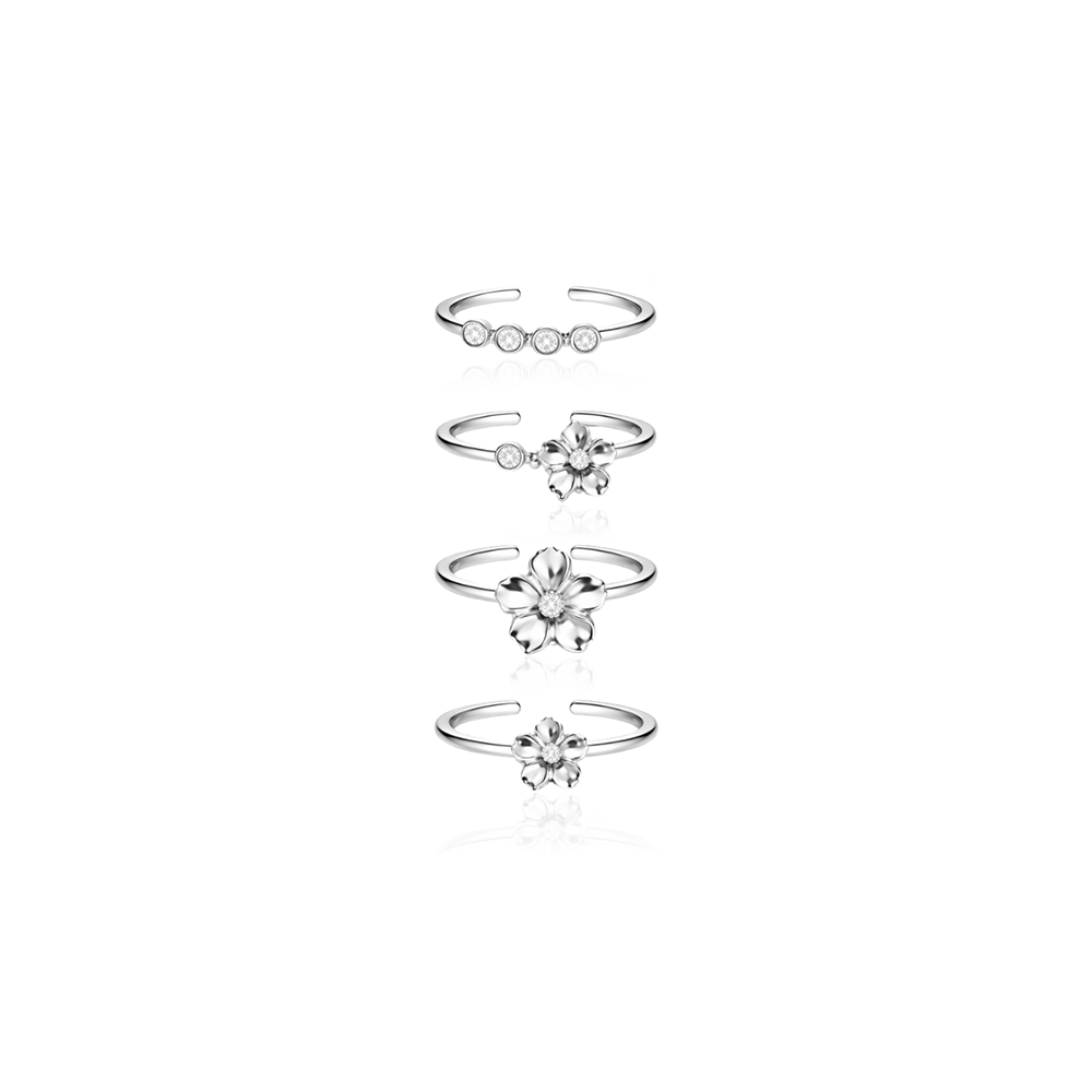 LA FLEUR Detail 4-Pack Rings (Förbeställning - Tidigast Leverans V.22)