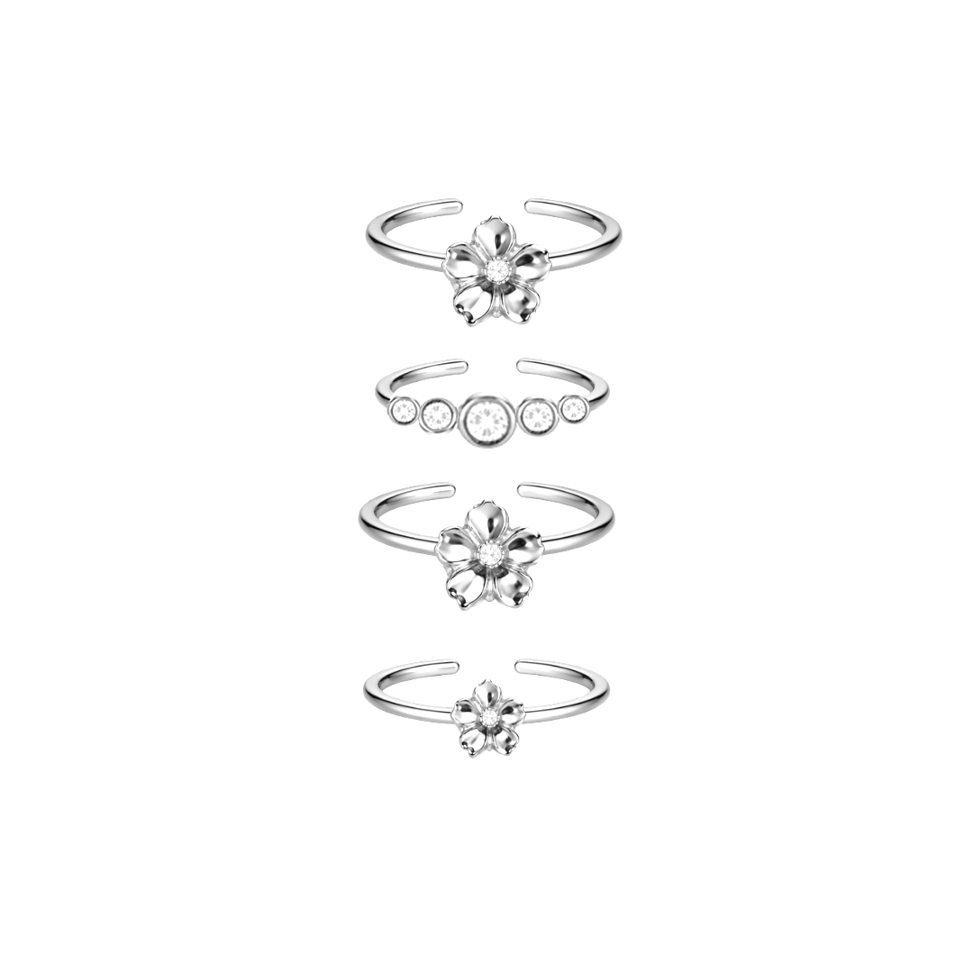 LA FLEUR Detail 4-Pack Rings