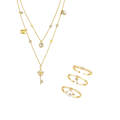 LUCKY CODE Halsband + 3-Pack Ringar Set