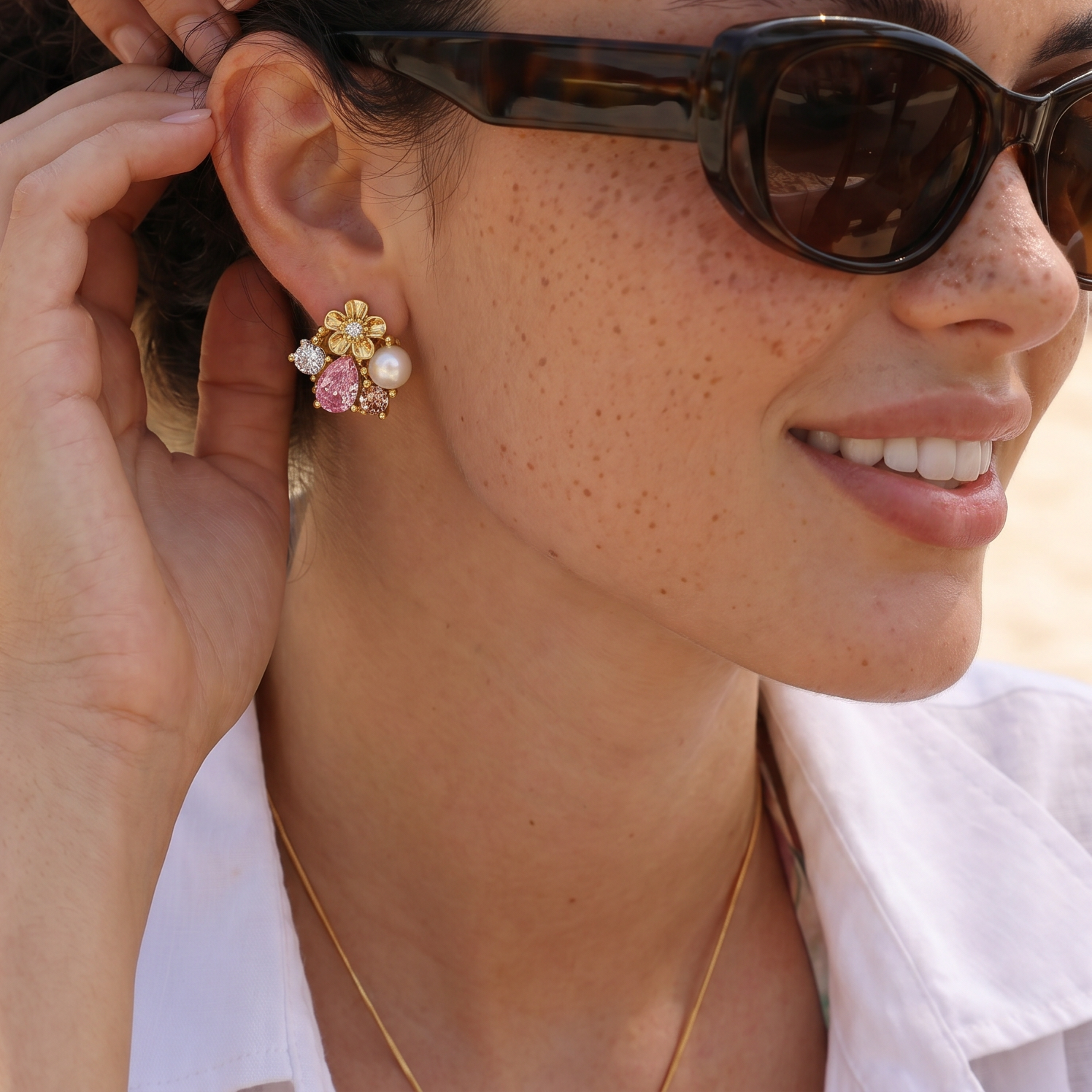 LA FLEUR SIRÈNE GARDEN STUDS Örhängen Rosa