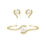 SCULPTURAL PEARL Stud Örhängen + Cuff Armband Set