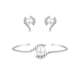 SCULPTURAL PEARL Stud Örhängen + Cuff Armband Set