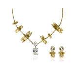 DRAGONFLY REBORN Multi Necklace + Crystal Loop Earrings Set