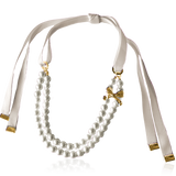 PEARL BOW HALSBAND Naturvit