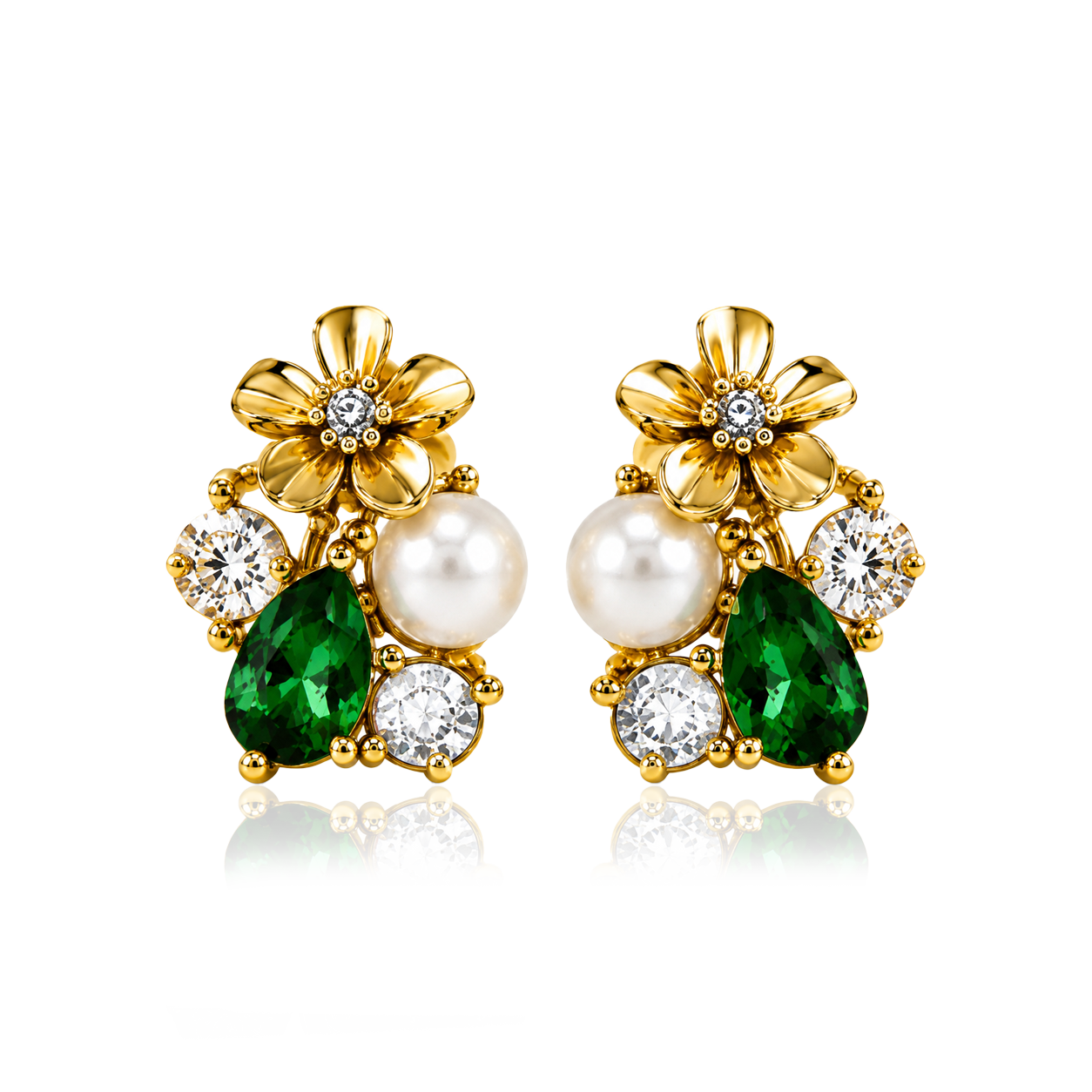 LA FLEUR GARDEN Stud Örhängen Emerald grön ( Förbeställning - Tidigast leverans vecka 37)