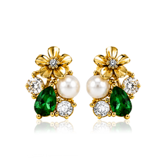 LA FLEUR GARDEN Stud Örhängen Emerald grön ( Förbeställning - Tidigast leverans vecka 37)