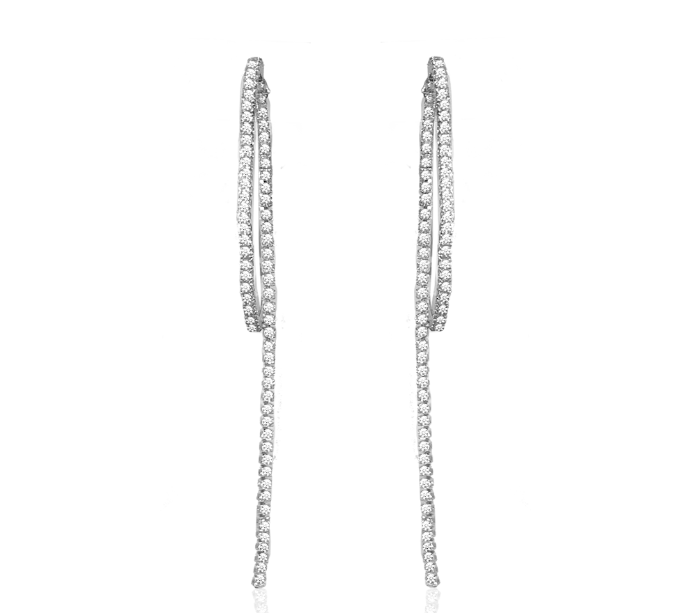 CRYSTAL HOOP WITH 1 TASSEL EARRINGS