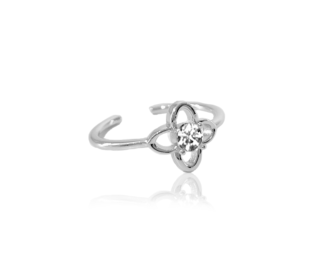 FLOWER WITH CRYSTAL RING