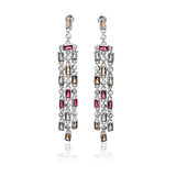 MULTI DOMINO CRYSTAL EARRINGS RoseRed Mix