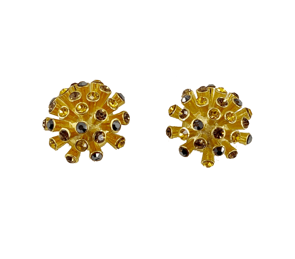 IOAKU-Meteor-stud-earrings-gold-amber-mix Gold