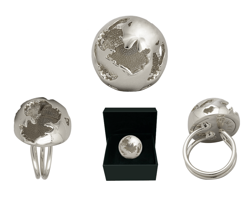 IOAKU Ring Globe Silver