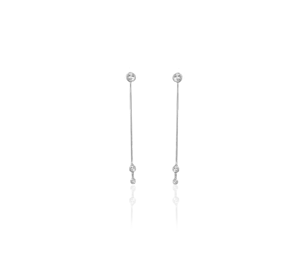 CRYSTAL WITH 2 PLAIN BARS EARRINGS