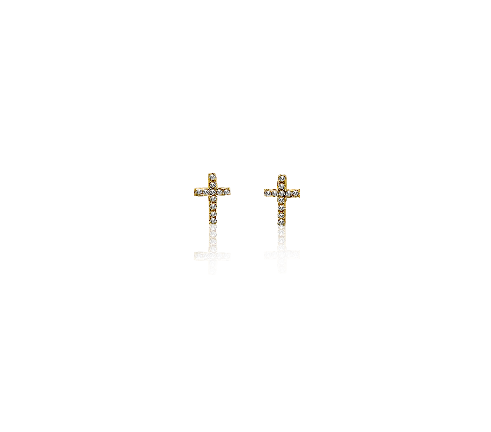 MICRO CRYSTAL CROSS STUD