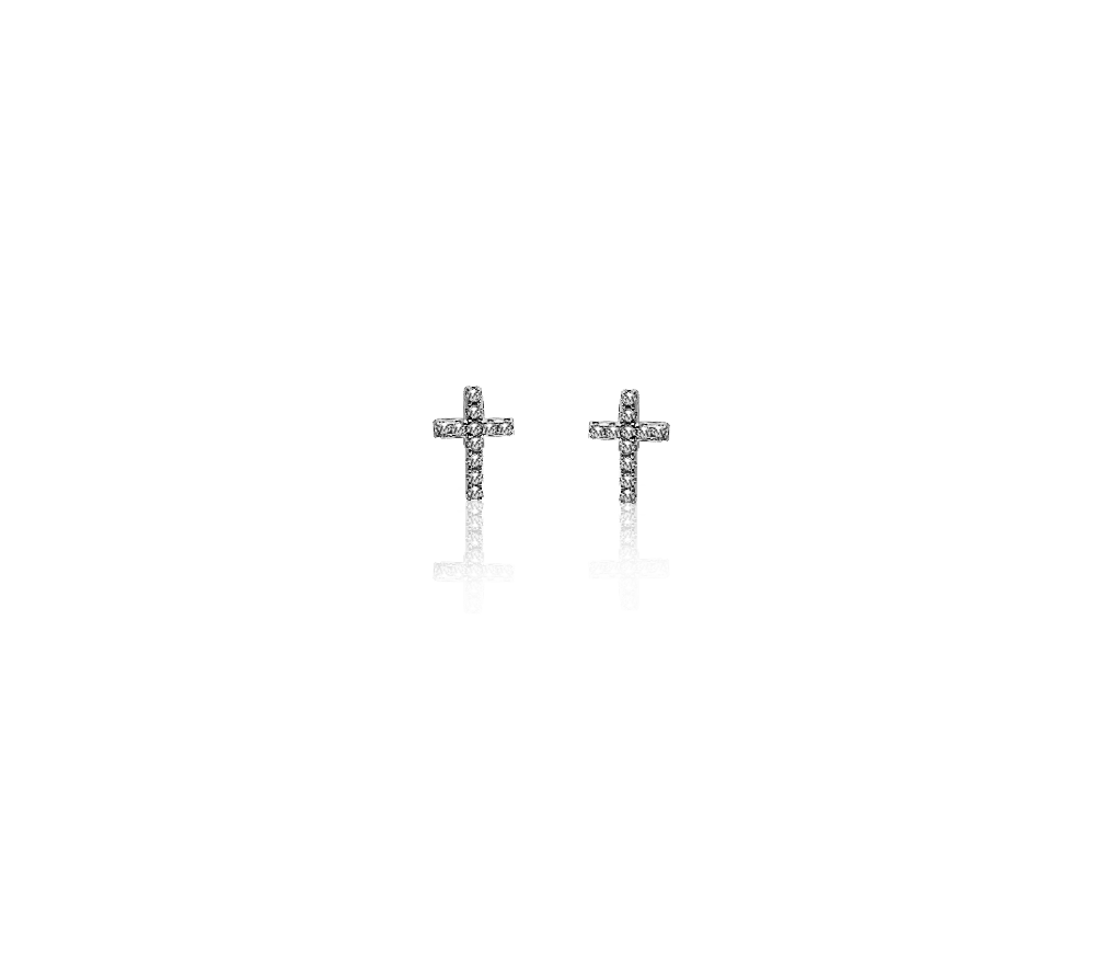 MICRO CRYSTAL CROSS STUD