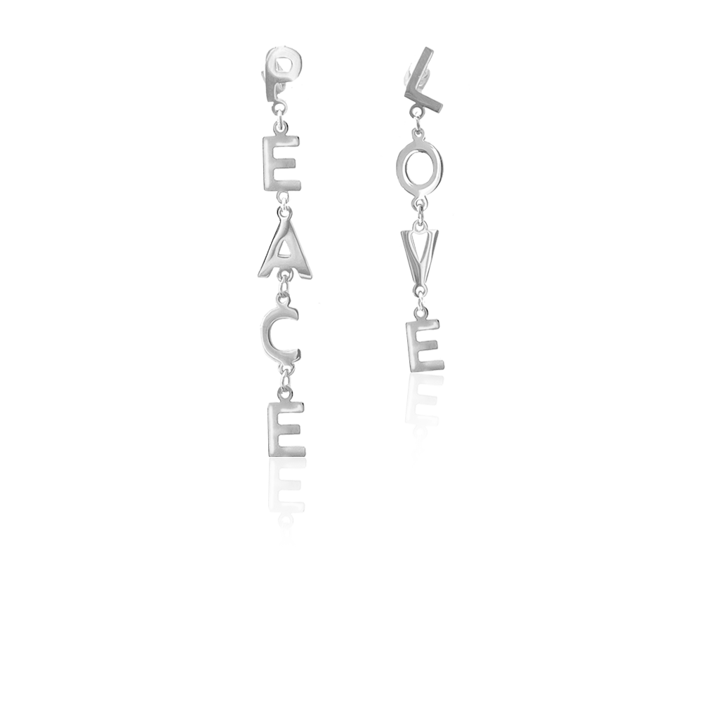 STATEMENT QUOTE EARRINGS - PEACE LOVE