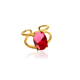 OVAL CRYSTAL RING Strong Pink