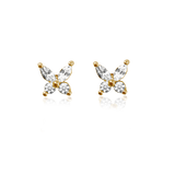 MICRO 4 WING CRYSTAL STUD EARRINGS