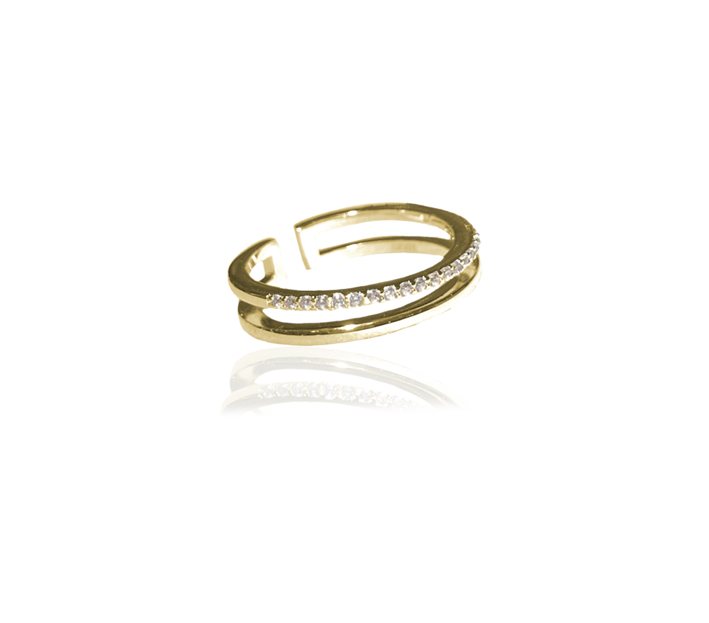 PLAIN CRYSTAL TWIN Ring